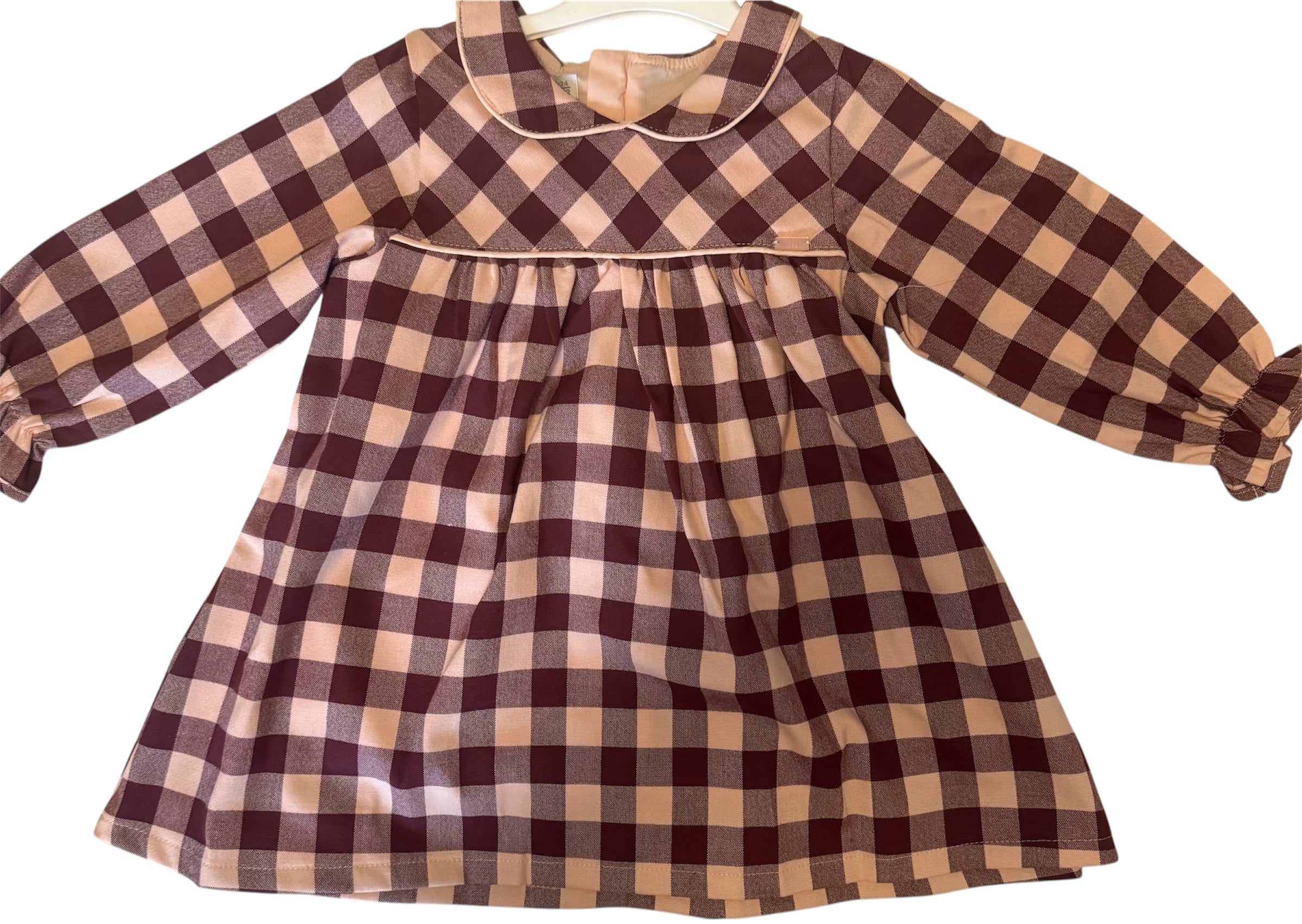 Burgandy and Pink Checked Dress
