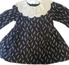 Navy Cordoroy Frill Collared Dress