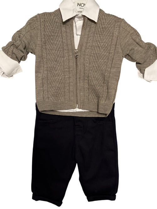 Baby boy- Zipped beige Jumper set