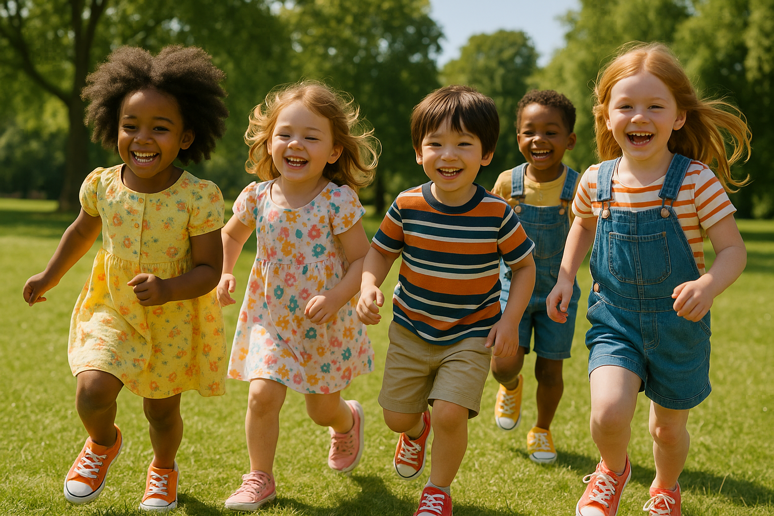 kids running around in cute clothing