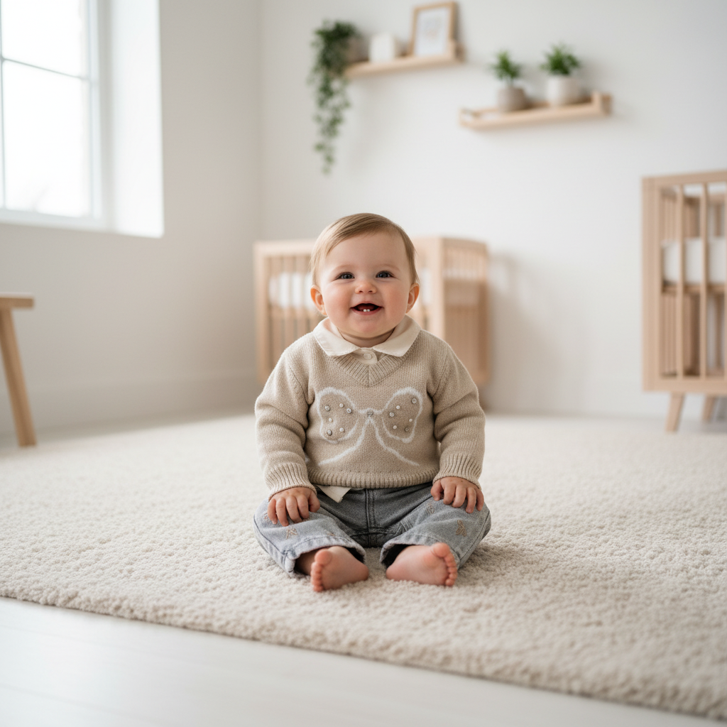 let the baby wear one of the clothes in the store and the baby should be a girl